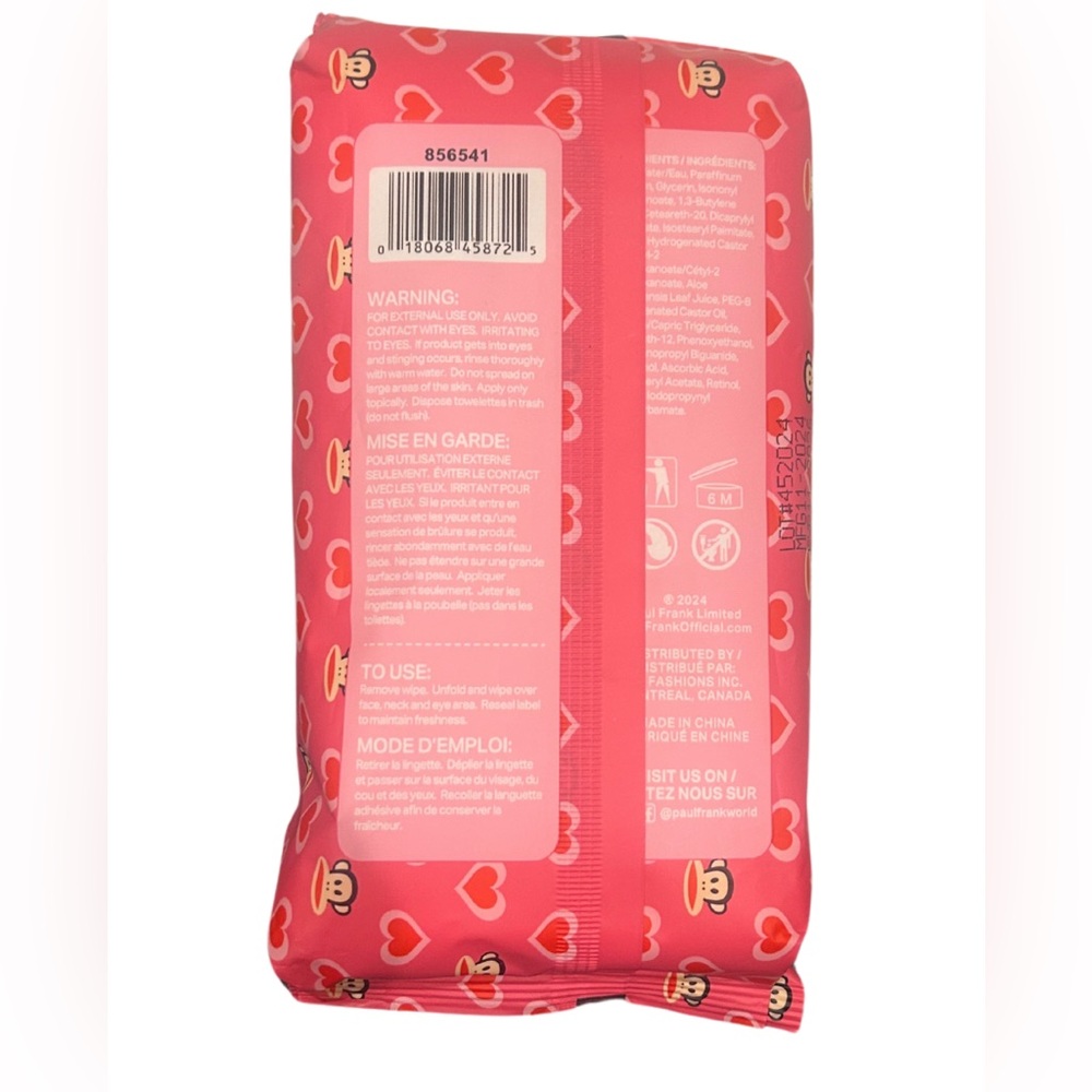 Paul Frank Makeup Cleansing Wipes | Set of 2 Packs | Retinol & Aloe | New - Picture 7 of 7